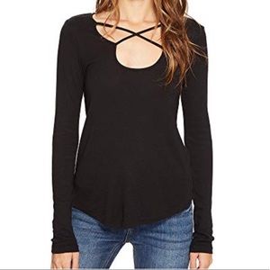 Splendid Cross Front Long Sleeve Tee